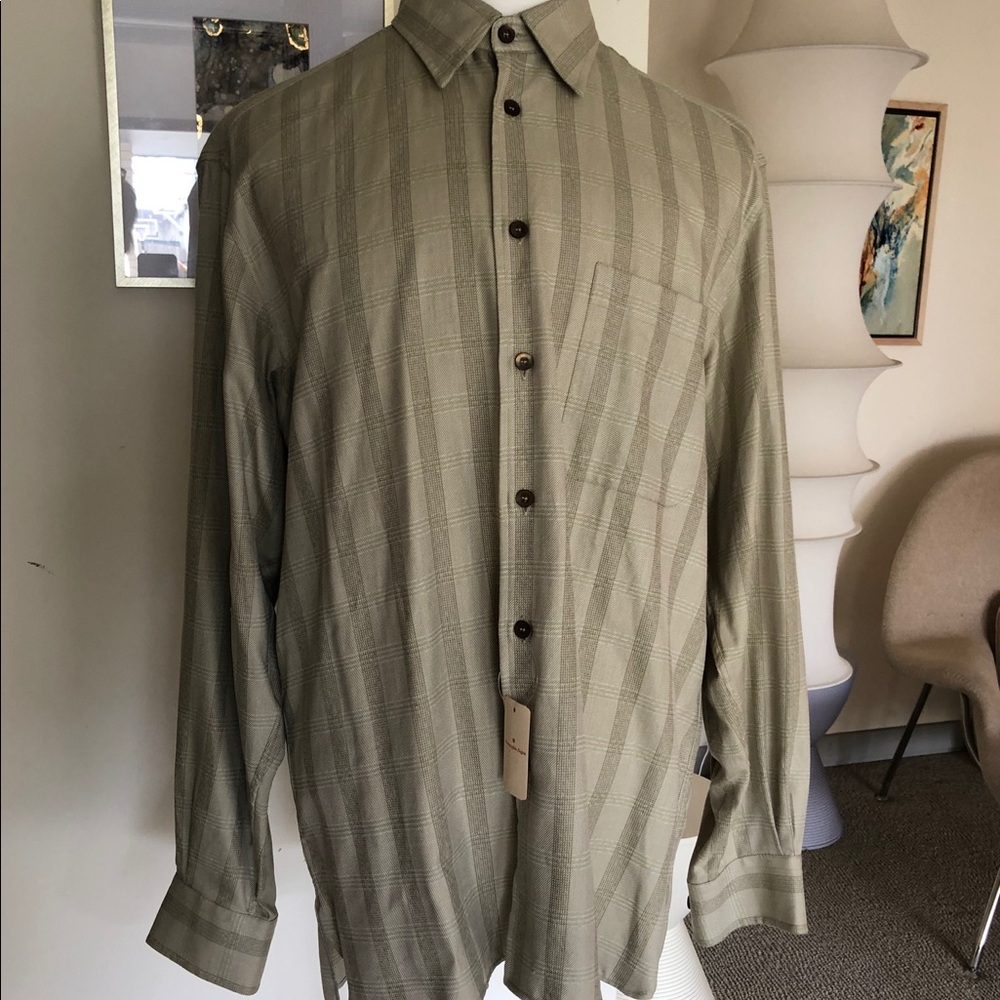 Zegna Mens Beige Plaid L/S Shirt NWT, size L - Italy